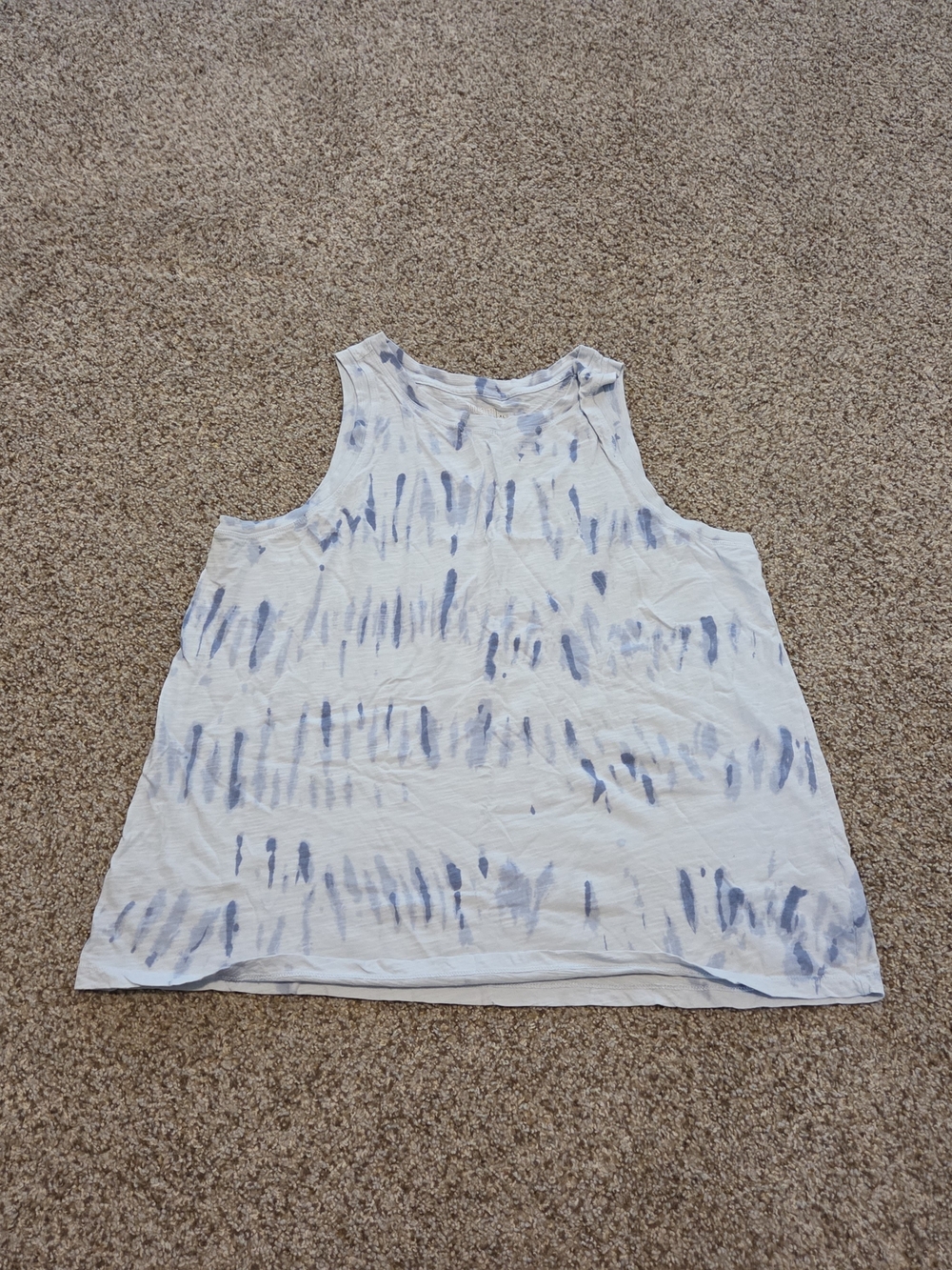 Time and Tru White Tank Top with Light Blue Tie-Dye